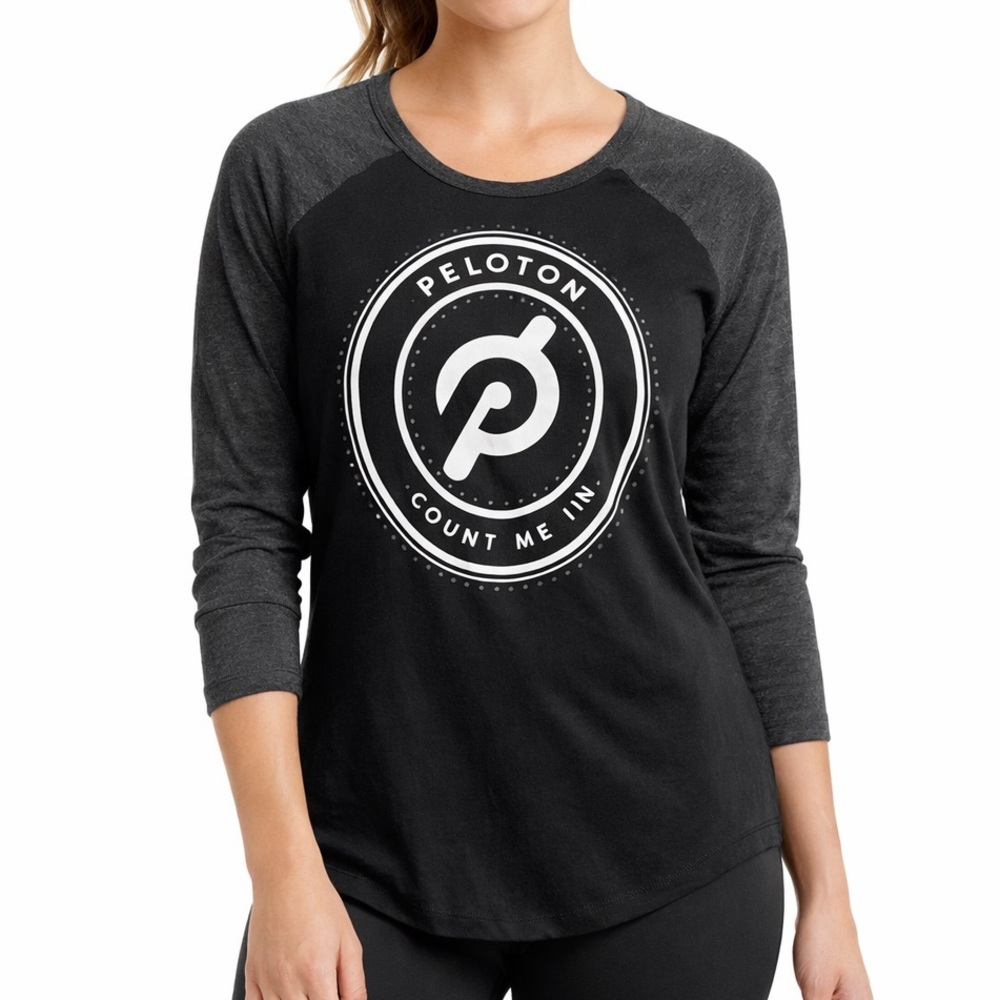Peloton X Chasor Raglan Sleeve Tee Shirt Women Large Black Grey